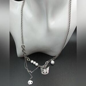 Death eater kitty cat stainless steel necklace. N219